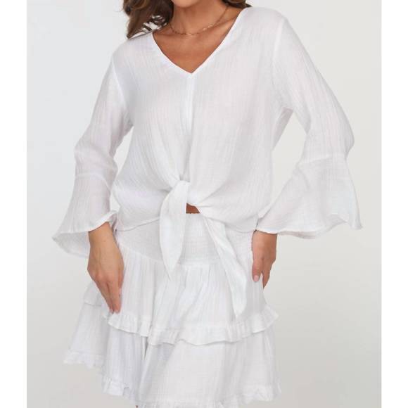 NEW VERONICA M gauze tie fit blouse in white - Picture 1 of 3